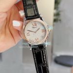Replica Chopard Happy Sport Ladies Floating Rose Gold Watch White Dial Black Band 